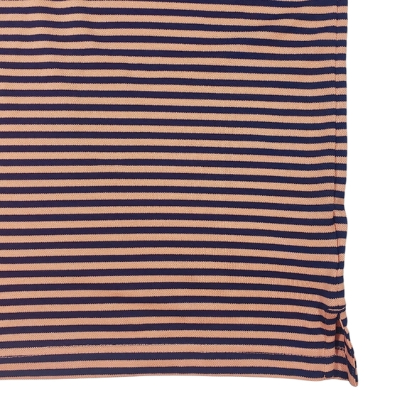Brooks Brothers Golf Tennis Polo Shirt Size XL Peach Blue Stripe Preppy Stretch - Picture 5 of 8